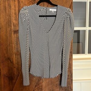 FRAME Striped Black and White Long Sleeve Top